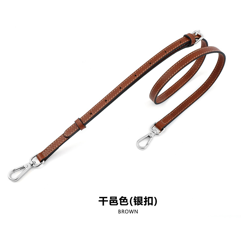 A- 48 first layer cowhide 1.2cm adjustable cognac silver buckle