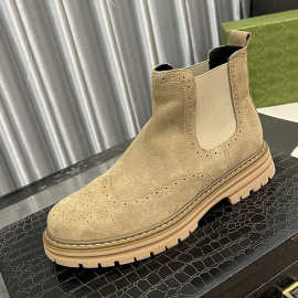 牛反绒切尔西靴男欧洲站2025新款秋冬套筒短靴一脚蹬复古高帮男靴