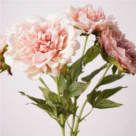 仿真花高品质手感保湿牡丹花家居装饰品欧式餐桌花艺摄影道具假花