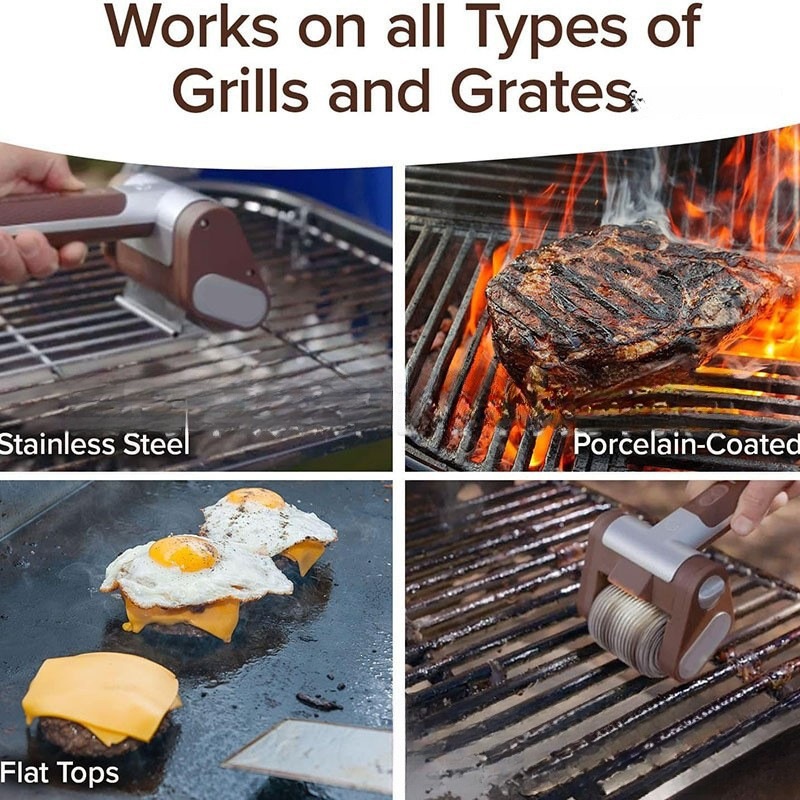 Cepillo Limpiador de Parrilla Eléctrico de Acero Inoxidable Portátil