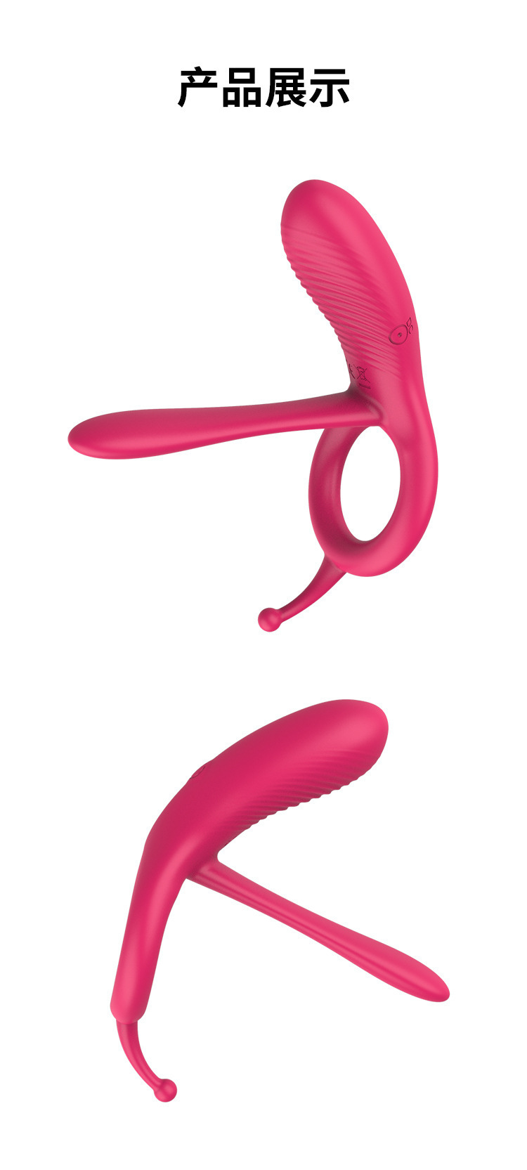 Remote Control Rechargeable Vibrating Ring with Long Tongue, 10-Frequency Silicone Cock Ring — detail image 11
