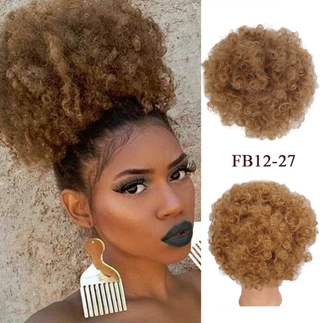 Queue de cheval à cordon afro-américaine chignon synthétique_voghion.com