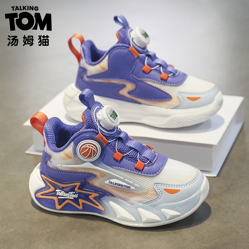 Tom Cat zapatos para niños zapatos deportivos con botones giratorios para niños zapatos de baloncesto de malla para niños zapatos para correr ligeros para niños grandes