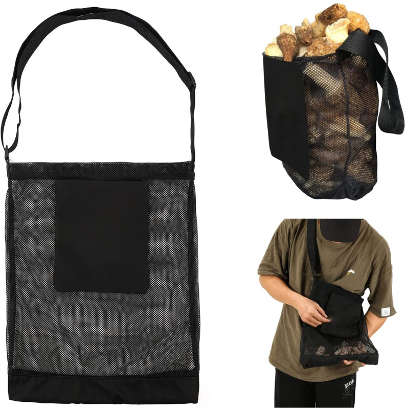 Amazon Outdoor Orchard Mesh Bag Mushroom Picking Bag Large Capacity Foldable Picking Bag Mushroom Picking Bag