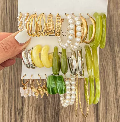 Metal Earrings Set, Retro Creative Design with Pigtail Hooks, Simple Elegant, Assorted Colors