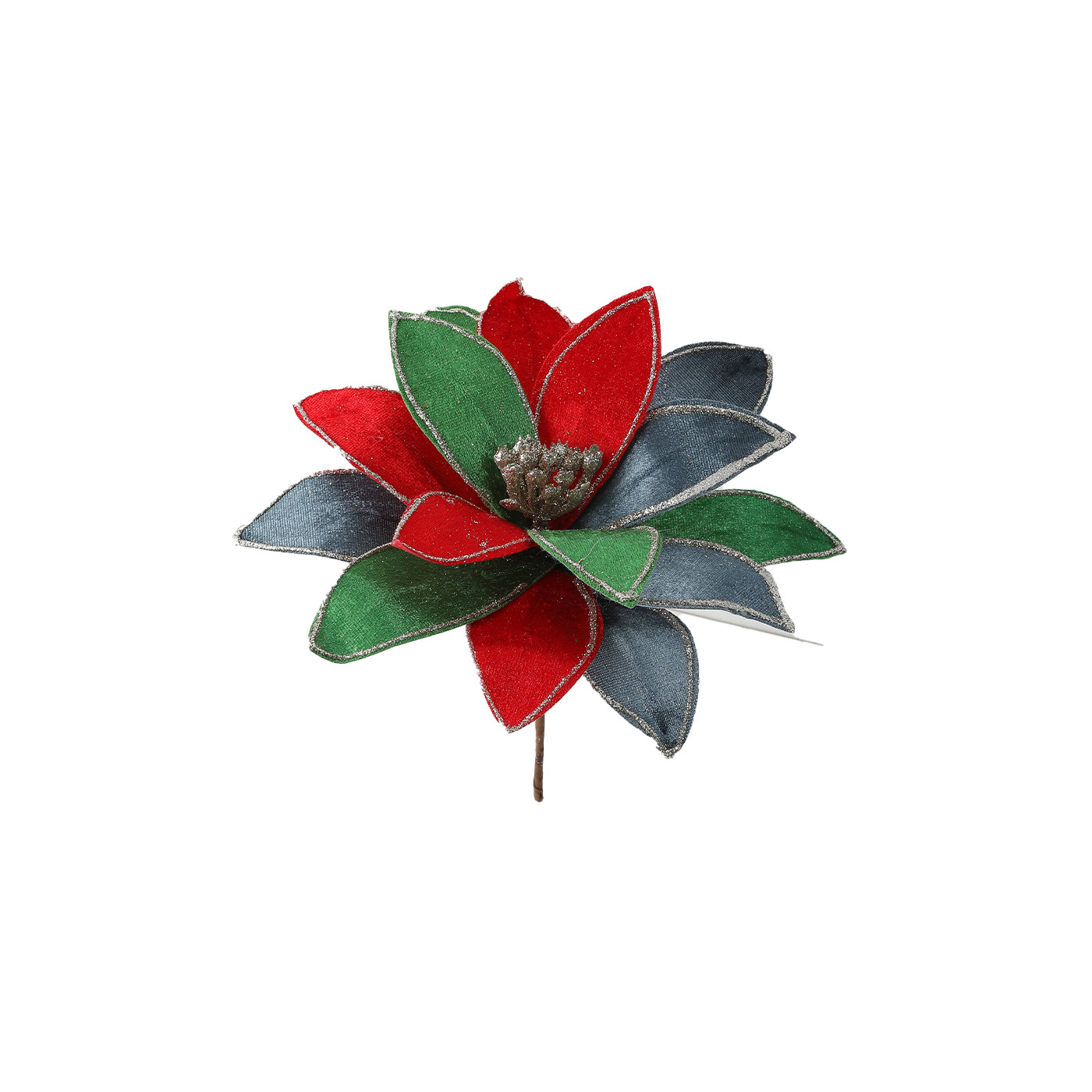Nuevos productos de tela de alta calidad Phnom Penh flores de Navidad lujosas coloridas flores de Navidad decoraciones de flores de imitación en stock