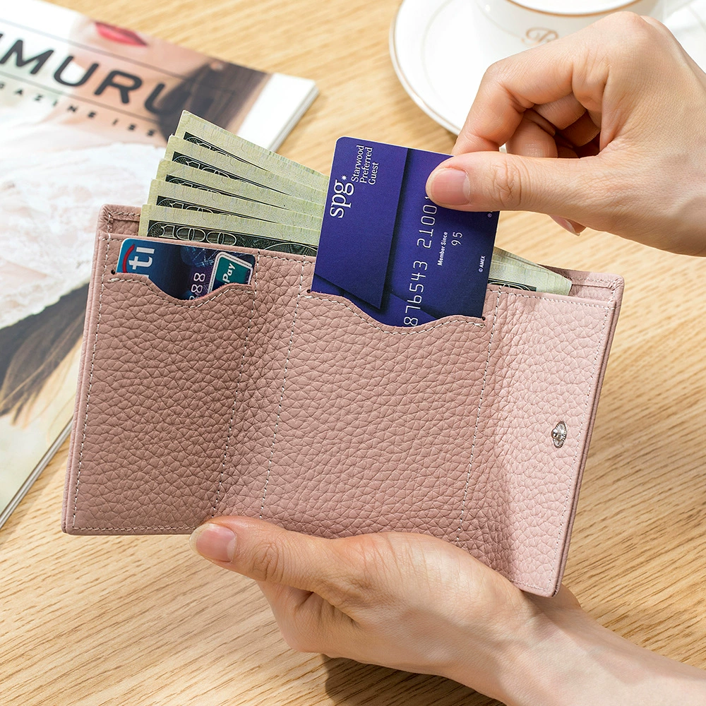 Small design short wallet, fashionable Japanese shoulder bag, card holder, genuine leather