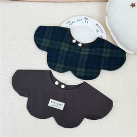 婴儿口水巾圣诞节男女宝宝新生儿喂奶围兜纯棉围嘴双面花瓣新款