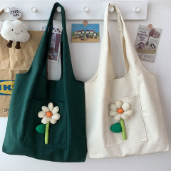 新しいキャンバスバッグ女性のワンショルダー日本と韓国の生花文学カラフルな赤いキャンバスバッグベストバッグショッピングバッグ