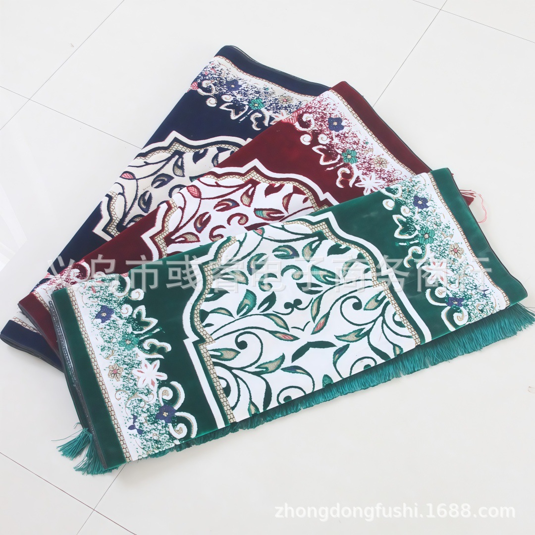 Flocking No. 2 flower prayer mat, dense flocking, wear-resistant and non-slip, prayer mat, dropshipping