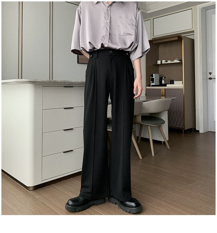 Men's Clothing Spring and autumn mopping pants simple casual trousers men new loose straight trousers black versatile trousers trend_voghion.com