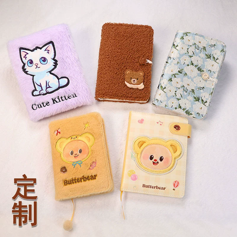 Индивидуальный персонализированный чехол для студенческого блокнота, вышитое полотенце, вышитый чехол с мультяшным рисунком, милый блокнот, книга с пищалкой.