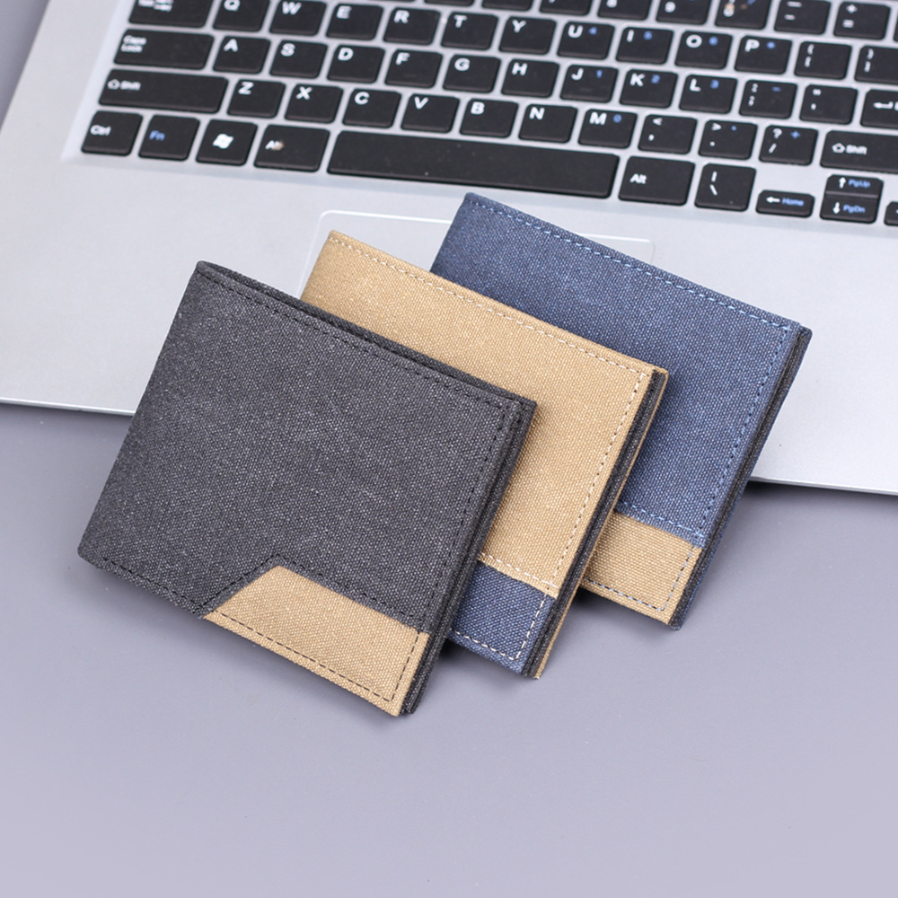 Canvas para hombres cartera corta, denim para hombres cartera de cuero, 20 por ciento de 9 tarjetas para hombres cartera de tarjetas más nuevas