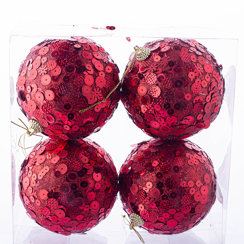 Árbol de Navidad rojo colgante bola Navidad fiesta 10cm espuma Navidad bola lentejuelas decoración del hogar colgante adornos