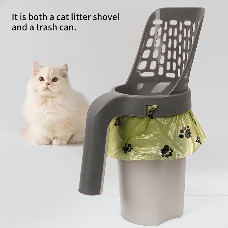 One-piece cat litter shovel plastic cat litter trash can with garbage bag household cat toilet cat excrement professional shovel excrement artifact