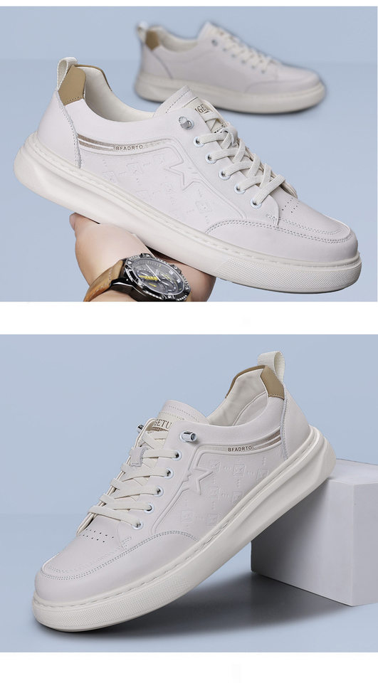Giày lười nam da bò lớp đầu, sneaker casual da thật dễ phối đồ, gót thấp 1–3 cm — Màu trắng, màu đen chi tiết 19