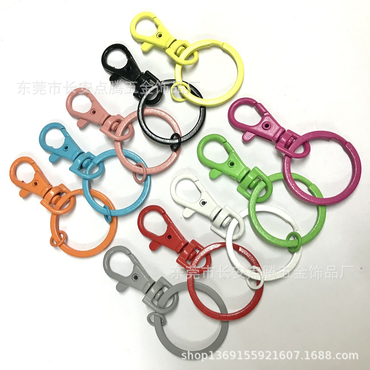 【厂家批发】金属烤漆彩色饰品狗扣，pvc挂牌狗扣，DIY饰品钥匙扣
