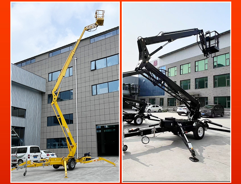 Electric self-propelled straight arm crank arm aerial work platform 14 m telescopic Spider car folding arm lift