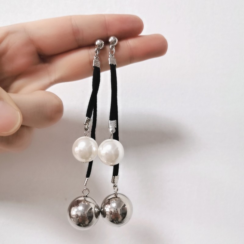 Earrings Classification Long Leather Rope Pearl Pendant Earrings Wholesale Nihaojewelry