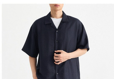 Bộ sơ mi ngắn tay cổ Cuba nam phong cách công sở, chất liệu nhăn mềm mại — Quần Short (91718) chi tiết 12