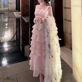2025冬新款爱丽丝长/短 蕾丝网纱蝴蝶结百褶花边甜富美连衣裙