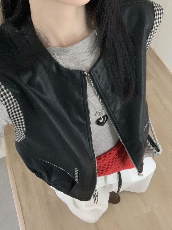 MISSLIER秋季女装新款蛋白皮马甲外套女1520|undefined