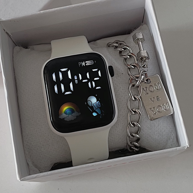 Square children's rainbow space electronic universal digital watch, internet celebrity 2