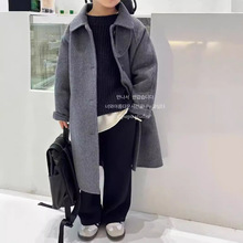 儿童中长款呢大衣高端韩版洋气双面呢2025秋冬新款中大男女童外套