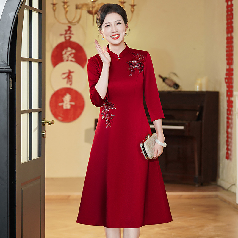 高級喜姑披露宴ドレス結婚宴会服改良チャイナドレス|undefined