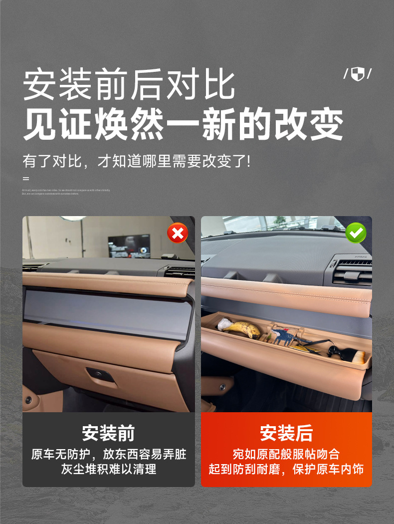 Suitable for 20-26 models of Land Rover Defender 110, co-pilot silicone storage box, 90 dashboard storage box protective mat