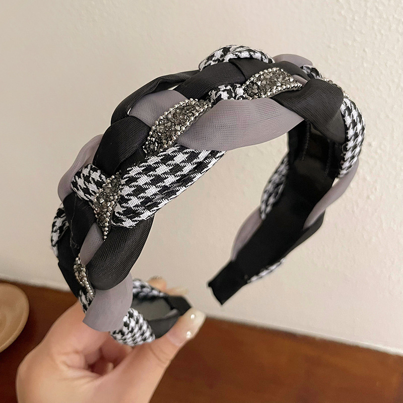 Banda para el cabello con pliegues en la parte superior del cráneo alto, horquilla de lavado de cara negra 2025 nuevo paquete de cabello a presión rojo neto, diadema de todo fósforo para mujeres