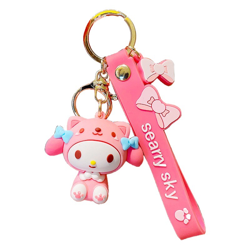 Cartoon Sanrio llavero Kulomi Yugui perro de goma suave muñeca niña corazón colgante colgante pequeño regalo al por mayor