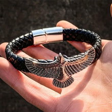 J 28713 Laser men's woven leather bracelet �����֯Ƥ������