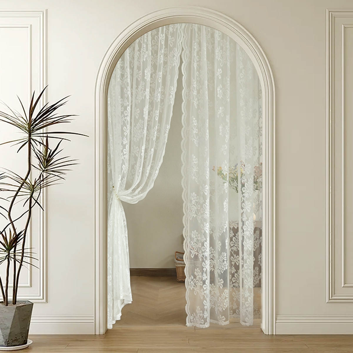 Flores coreanas transfronterizas de Amazon, cortinas de encaje tejidas por urdimbre, cortinas opacas terminadas, SHEIN