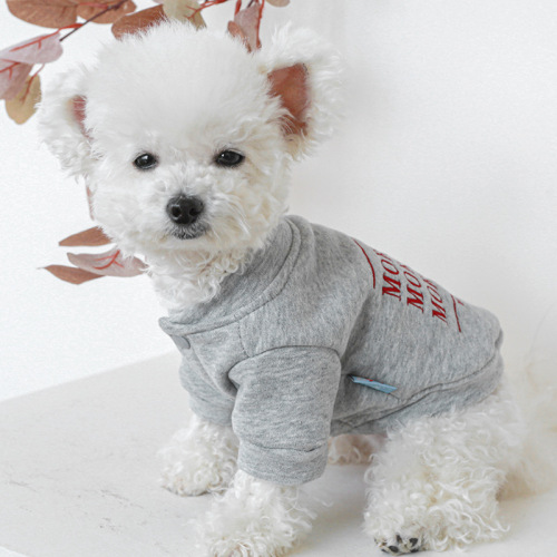 Pet circle factory direct supply small dog clothing cat clothes for small and medium-sized dogs two-legged letter slogan sweatshirts gray