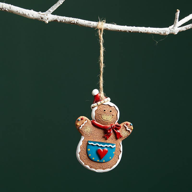 Resina de madera de jengibre hombre pequeño colgante de Navidad árbol de Navidad decoración colgante simulación pequeña galleta hombre colgante