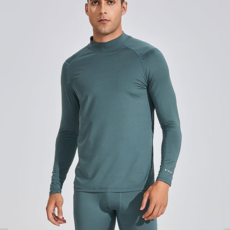 Primavera y otoño deportes de los hombres al aire libre de manga larga apretado entrenamiento de la aptitud de alta elástico apretado correr ropa de secado rápido en stock impreso LG