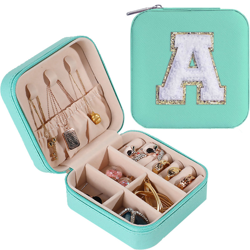 Cross-border de cuero Stud pendientes de gran capacidad de la joyería de la caja de la joyería del anillo caja de almacenamiento portátil