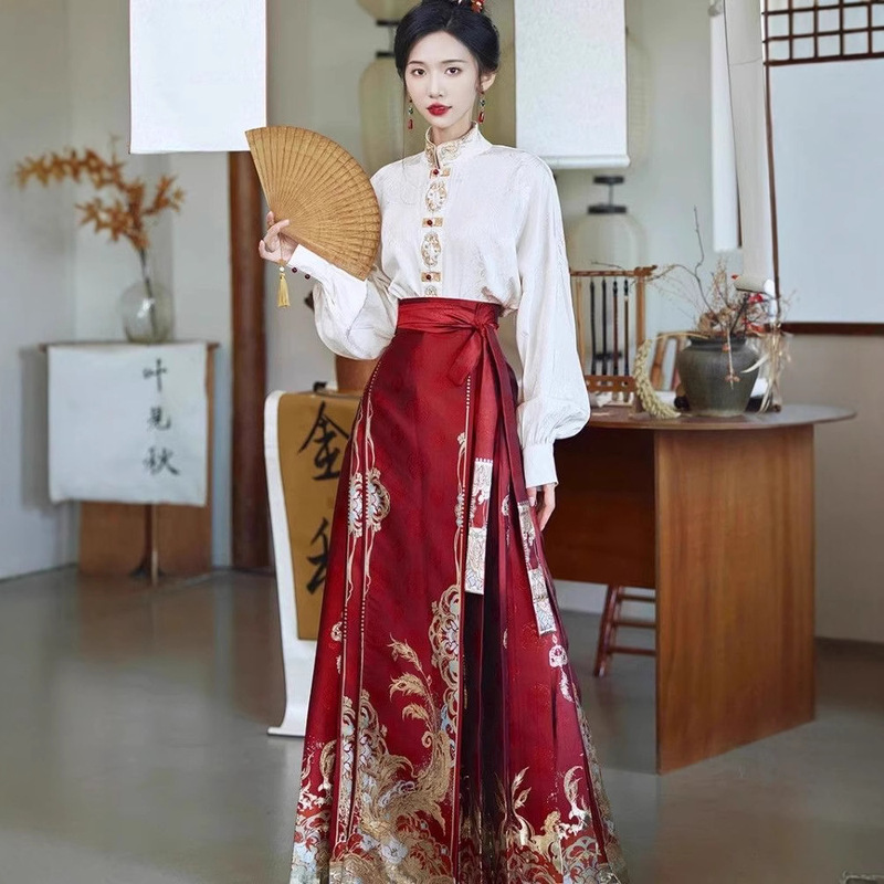 新中式汉服马面裙重工刺绣云肩订婚春夏小个子套装大码国风女日常|undefined