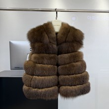 新款女士2025年冬季皮草马甲加厚保暖真狐狸毛皮草外套女