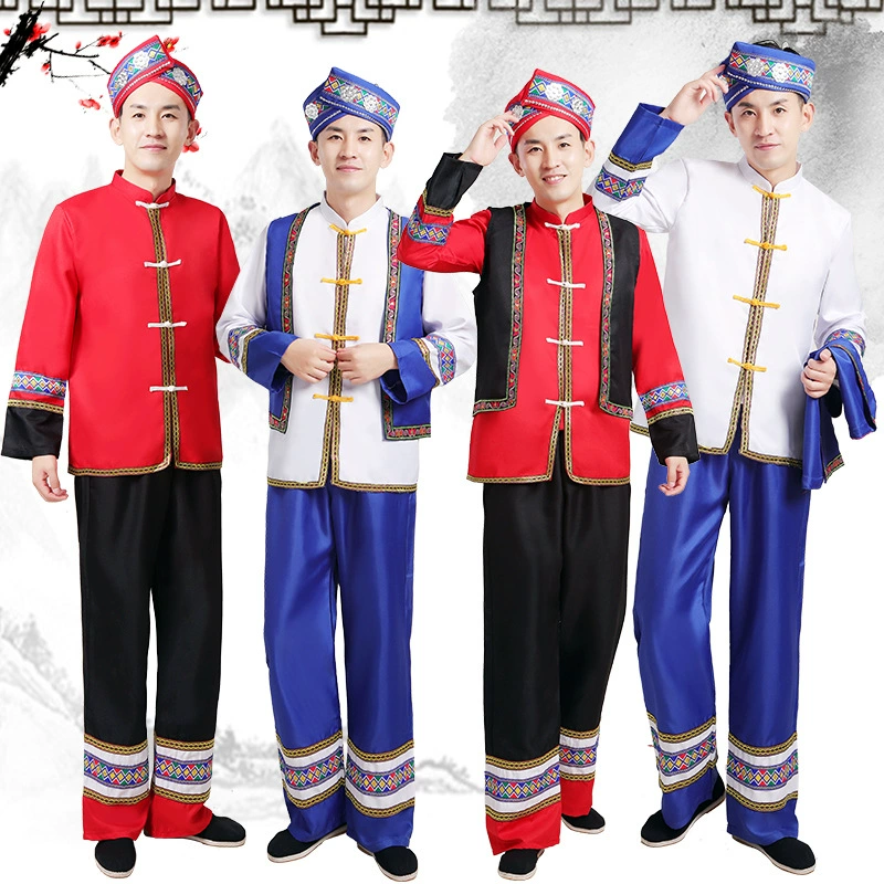 Новый костюм меньшинства Костюм Мяо Чжуан Мужской и женский монгольский танцевальный костюм Сценический костюм Взрослый костюм