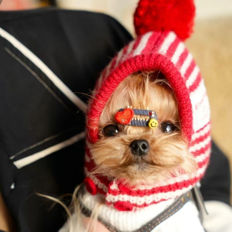 冬毛皮ベビーメイラード犬猫ペットクリスマス衣装帽子手編みウールかわいい新年衣装