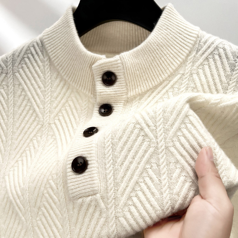 100 순수 양모 스웨터 남자의 칼라 스웨터 새로운 PUYUAN 스웨터 두꺼운 바늘 니트 베이스 셔츠 따뜻한 탑 두꺼운