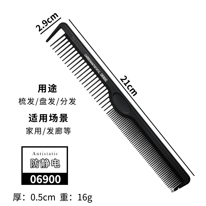 Fuente fabricante transfronterizo Tapa de Tony Venta caliente transfronteriza Peluquería Herramientas de peluquería Venta caliente Peine de cola puntiaguda Exceptor de permanente de dientes densos