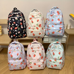 Q 25741 Strawberry Print Backpack ��ݮӡ���p��� �羳�W����