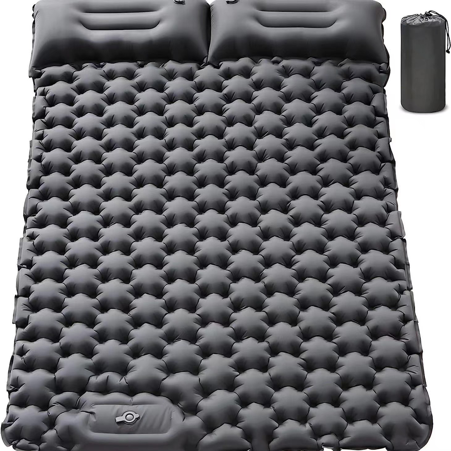 Cojín inflable al aire libre, cinturón ligero, pie de camping al aire libre, a prueba de humedad, cojín doble para dormir, pausa para el almuerzo, cojín de cama inflable para automóvil con almohada