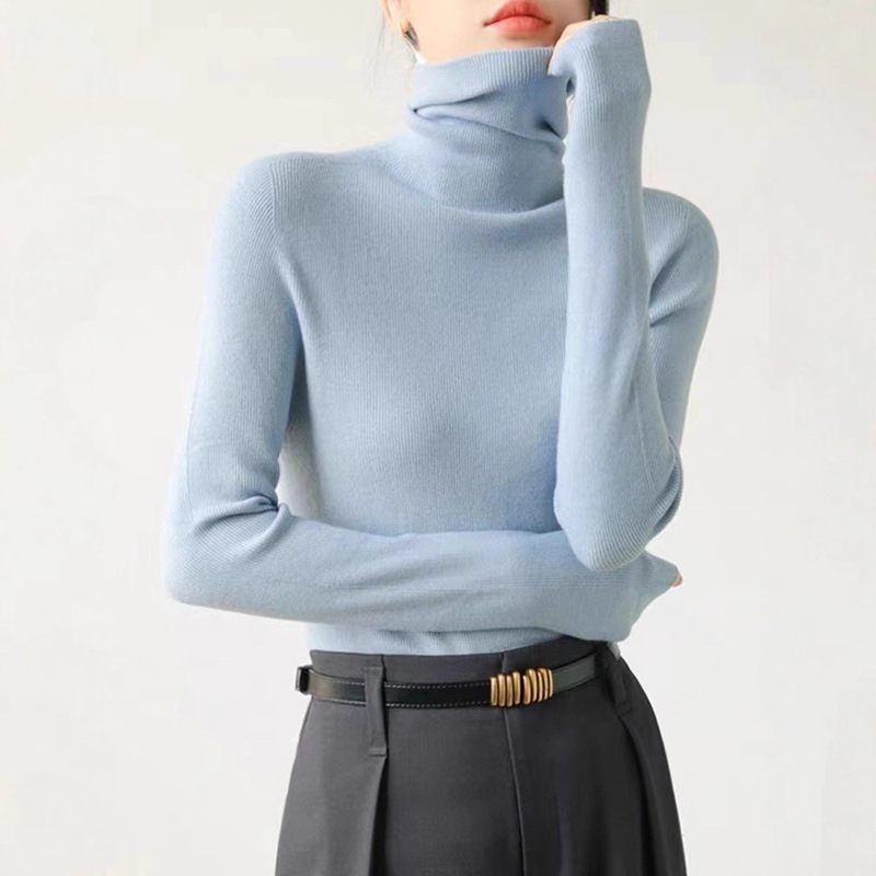 Turtleneck Base Shirt for Women 2025 Autumn and Winter New Style Inner Knitwear High-Neck Top Slim Pullover Soft Waxy Knitwear