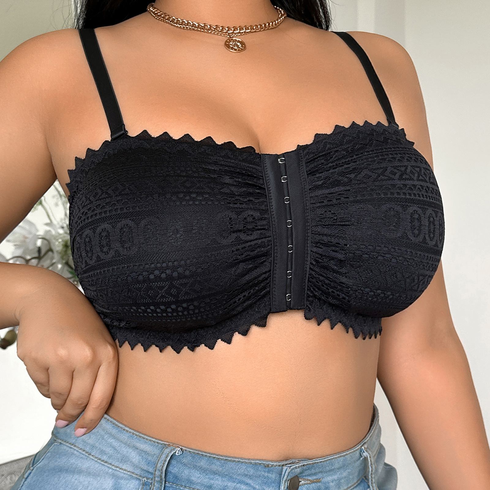 Zeriluna  蕾丝花边前扣内衣 简约日常亲肤透气柔软舒适前扣内衣