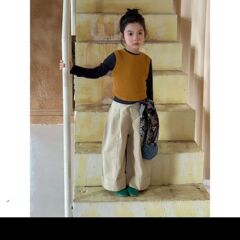 童装女童叠穿长袖t恤两件套2025秋季新款小女孩休闲百搭裤子