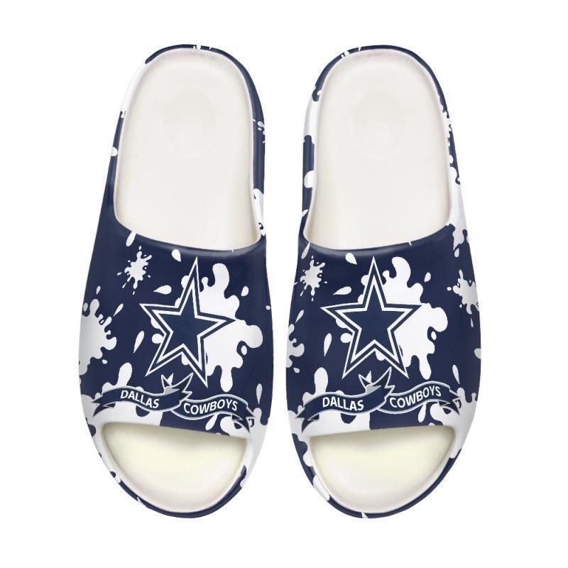 NFL League Dallas Denim Team Graffiti Print Coconut Slippers White Platform Home Slippers